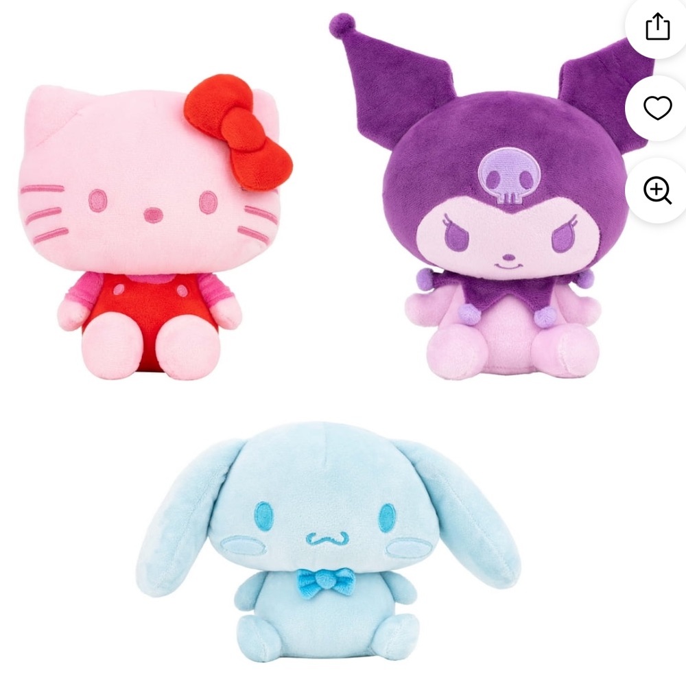Hello Kitty & Friends - 8 inch Hello Kitty, Cinnamorol, & Kuromi Plush 3 Pack - Picture 2 of 6